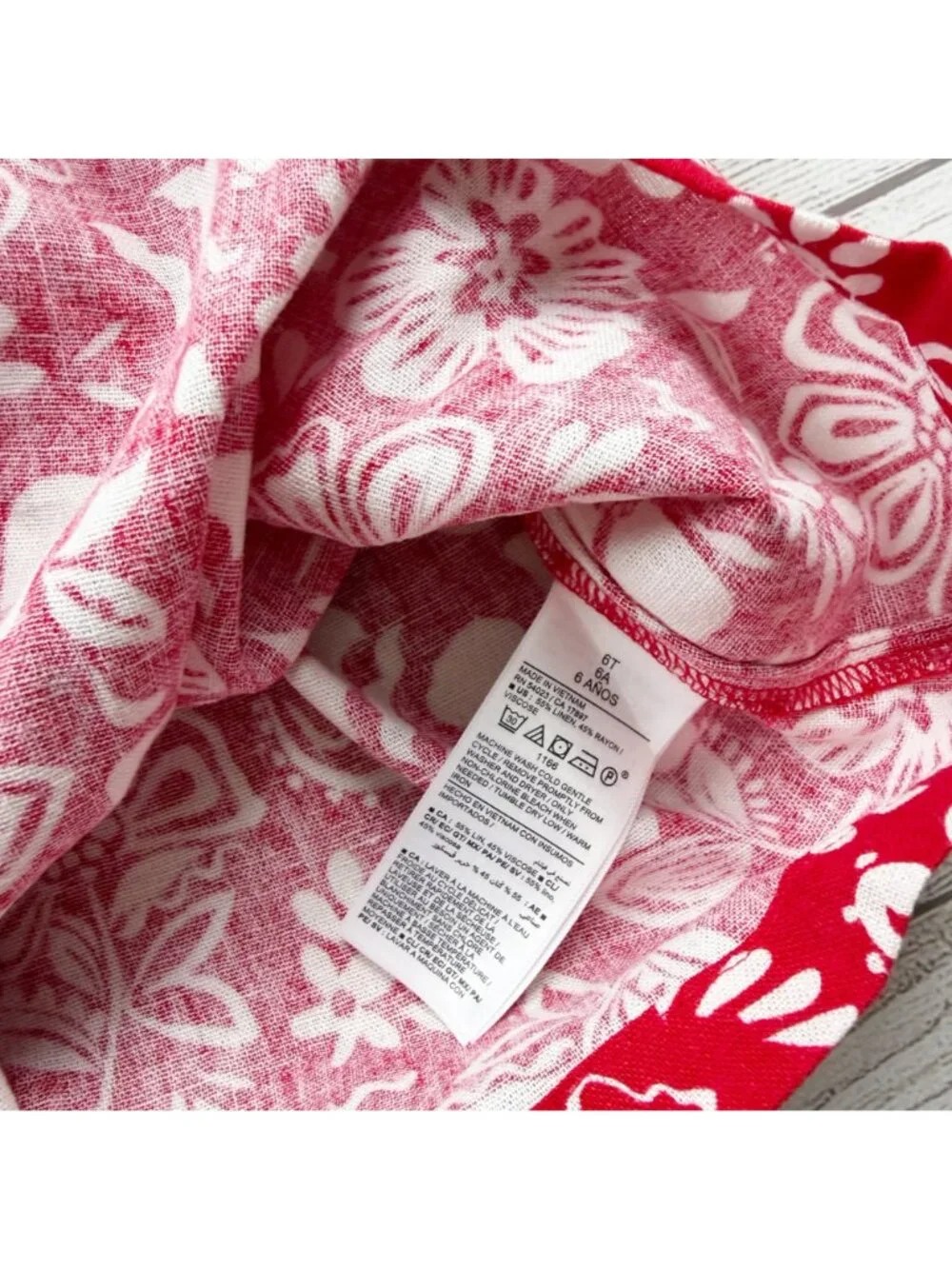 Old Navy Girls Floral Red White Summer Dress Lightweight Sleeveless 6T